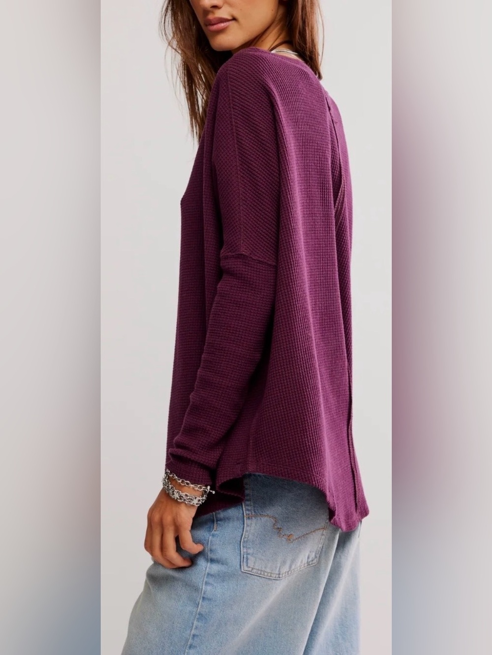 We The Free by Free People “Latte Blues” Tunic in Chocolate Grape - Oversized